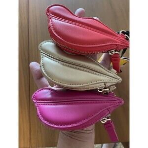 Set of 3 Diane Von Furstenberg DVF Target Red lips Coin Pouch Pink Gold